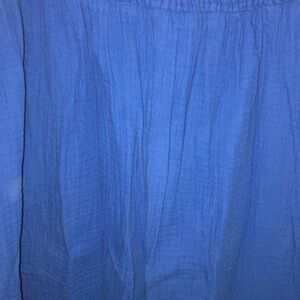 ON 100% Cotton and Linen Blend 3 piece Set Off Shoulder Shirt, Skirt, and Pants